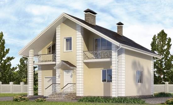 150-002-Л Проект двухэтажного дома мансардный этаж и гаражом, простой домик из пеноблока Набережные Челны | Проекты домов от House Expert