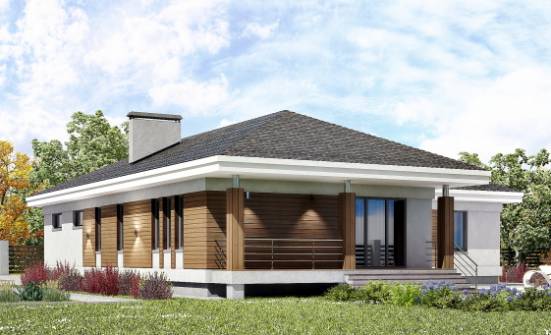 165-001-П Проект одноэтажного дома, гараж, современный домик из теплоблока Елабуга | Проекты домов от House Expert