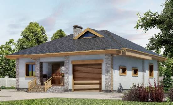 130-006-П Проект одноэтажного дома и гаражом, недорогой дом из поризованных блоков Чистополь | Проекты домов от House Expert