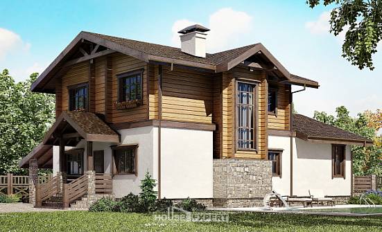 170-004-Л Проект двухэтажного дома с мансардой, гараж, уютный загородный дом из арболита из бревен Нижнекамск | Проекты домов от House Expert