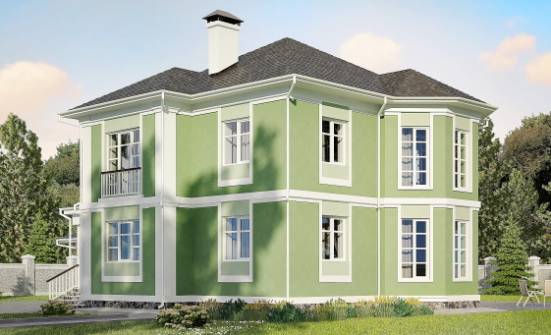 170-001-Л Проект двухэтажного дома и гаражом, бюджетный коттедж из арболита Альметьевск | Проекты домов от House Expert