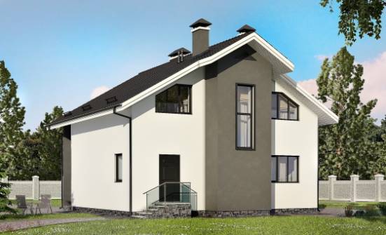 150-005-Л Проект двухэтажного дома с мансардным этажом, небольшой коттедж из пеноблока Чистополь | Проекты домов от House Expert