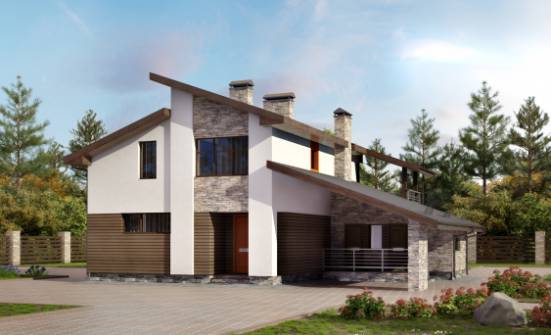 200-010-П Проект двухэтажного дома мансардой, гараж, классический коттедж из поризованных блоков Азнакаево | Проекты домов от House Expert
