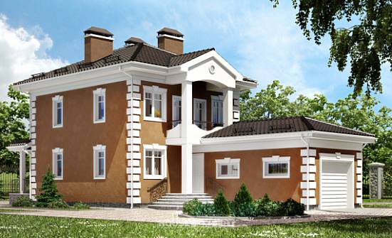 150-006-П Проект двухэтажного дома и гаражом, доступный загородный дом из поризованных блоков Заинск | Проекты домов от House Expert