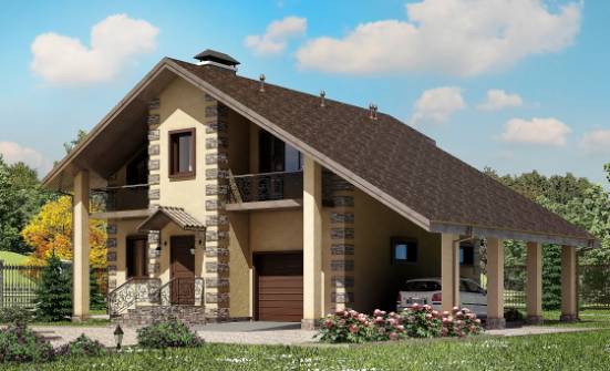 150-003-П Проект двухэтажного дома с мансардой и гаражом, экономичный загородный дом из газобетона Агрыз | Проекты домов от House Expert