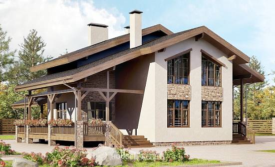 240-003-Л Проект двухэтажного дома с мансардой, уютный коттедж из кирпича Азнакаево | Проекты домов от House Expert
