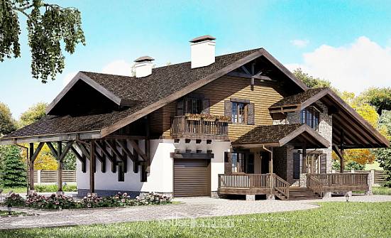 270-001-Л Проект двухэтажного дома с мансардой, гараж, средний дом из кирпича Альметьевск | Проекты домов от House Expert