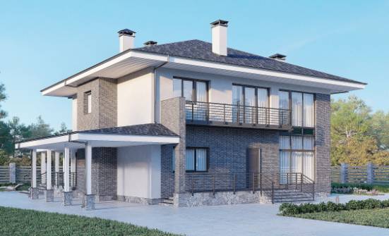 250-004-Л Проект двухэтажного дома, уютный загородный дом из газобетона Азнакаево | Проекты домов от House Expert