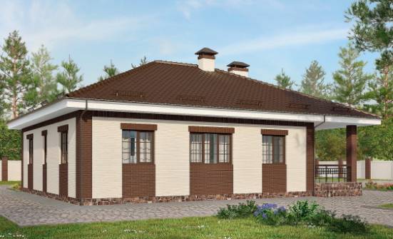 160-015-П Проект одноэтажного дома и гаражом, недорогой домик из бризолита Заинск | Проекты одноэтажных домов от House Expert