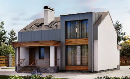 120-004-П Проект двухэтажного дома мансардный этаж, недорогой домик из твинблока Нижнекамск | Проекты домов от House Expert