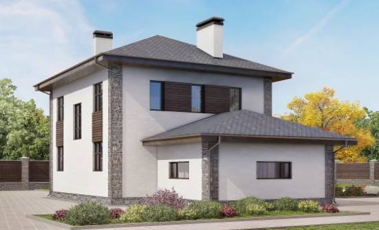 185-004-Л Проект двухэтажного дома и гаражом, уютный загородный дом из керамзитобетонных блоков Заинск | Проекты домов от House Expert