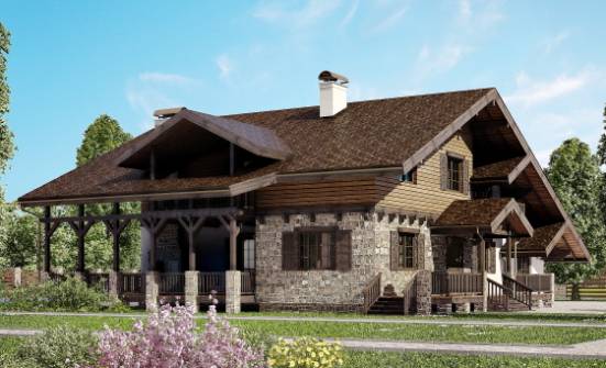 320-002-П Проект двухэтажного дома с мансардой, большой загородный дом из кирпича Бугульма | Проекты домов от House Expert
