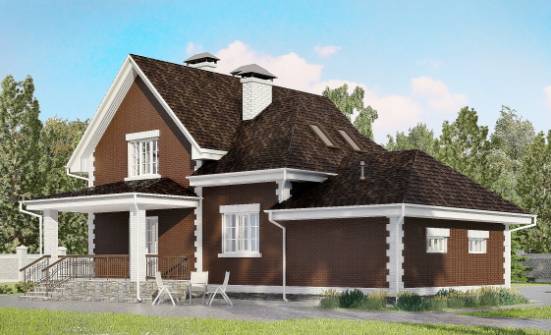 190-003-Л Проект двухэтажного дома мансардный этаж, гараж, средний коттедж из теплоблока Альметьевск | Проекты домов от House Expert