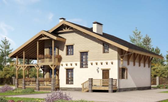 260-001-Л Проект двухэтажного дома с мансардой, огромный домик из кирпича Альметьевск | Проекты домов от House Expert