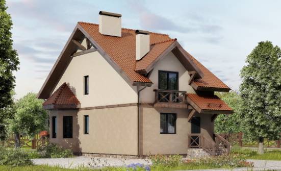 120-003-Л Проект двухэтажного дома мансардой, бюджетный домик из газосиликатных блоков Азнакаево | Проекты домов от House Expert