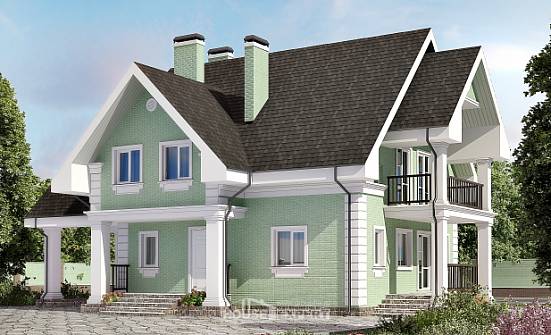 140-003-Л Проект двухэтажного дома мансардой, гараж, бюджетный коттедж из блока Набережные Челны | Проекты домов от House Expert