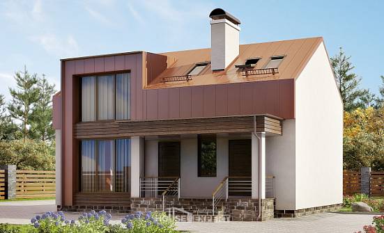 120-004-Л Проект двухэтажного дома с мансардой, скромный дом из теплоблока Альметьевск | Проекты домов от House Expert