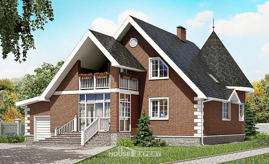 220-002-Л Проект двухэтажного дома с мансардным этажом, гараж, просторный домик из пеноблока Елабуга | Проекты домов от House Expert