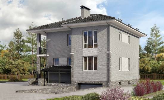 275-004-П Проект трехэтажного дома и гаражом, большой дом из кирпича Азнакаево | Проекты домов от House Expert