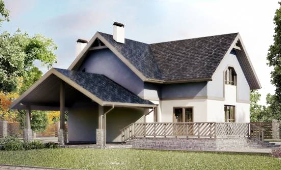 150-011-П Проект двухэтажного дома с мансардой и гаражом, компактный коттедж из поризованных блоков Нижнекамск | Проекты домов от House Expert