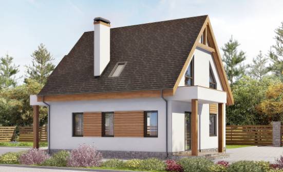120-005-П Проект двухэтажного дома с мансардой, гараж, компактный загородный дом из теплоблока Мамадыш | Проекты домов от House Expert