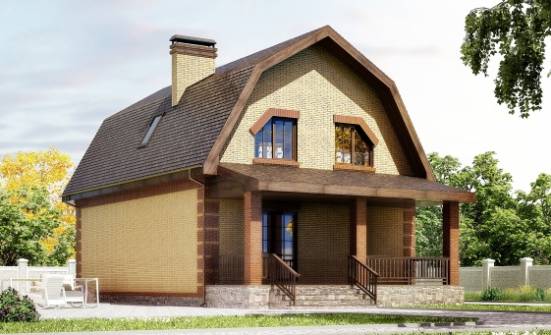 130-005-Л Проект двухэтажного дома с мансардным этажом, небольшой дом из газобетона Казань | Проекты домов от House Expert