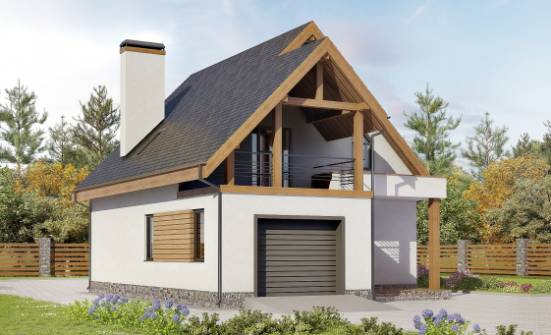 120-005-П Проект двухэтажного дома с мансардой, гараж, компактный загородный дом из теплоблока Мамадыш | Проекты домов от House Expert