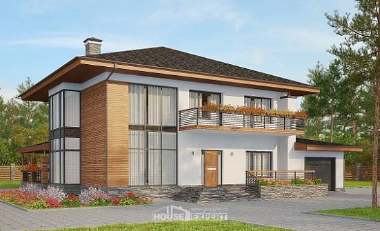 305-001-П Проект двухэтажного дома, гараж, большой домик из блока Зеленодольск | Проекты домов от House Expert