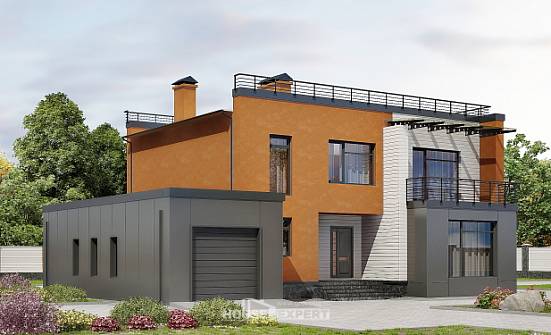 260-002-Л Проект двухэтажного дома и гаражом, просторный загородный дом из керамзитобетонных блоков Бугульма | Проекты домов от House Expert