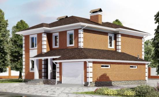 220-004-Л Проект двухэтажного дома и гаражом, красивый коттедж из кирпича Чистополь | Проекты домов от House Expert