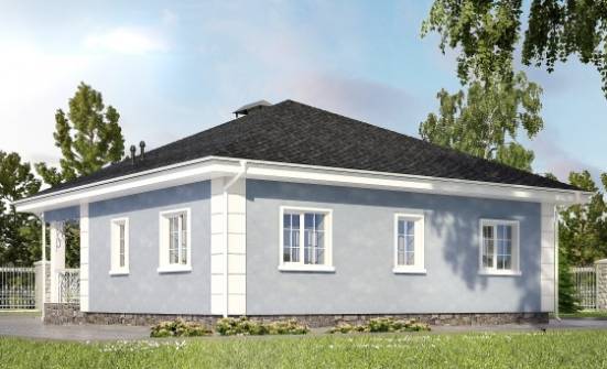 100-001-П Проект одноэтажного дома, экономичный загородный дом из теплоблока Альметьевск | Проекты домов от House Expert