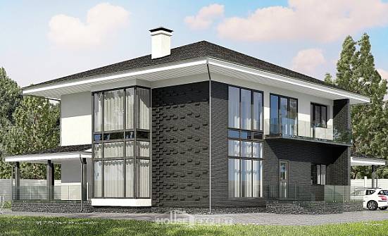 245-002-П Проект двухэтажного дома, гараж, красивый домик из пеноблока Альметьевск | Проекты домов от House Expert
