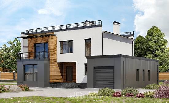 260-002-П Проект двухэтажного дома, гараж, классический домик из арболита Казань | Проекты домов от House Expert