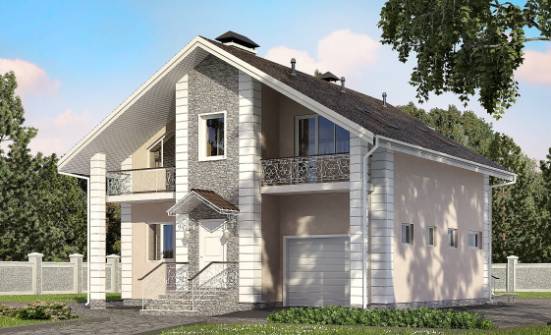 150-002-П Проект двухэтажного дома мансардой, гараж, скромный коттедж из твинблока Заинск | Проекты домов от House Expert