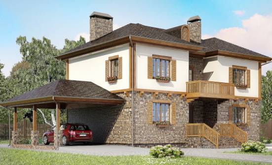 155-006-Л Проект двухэтажного дома и гаражом, недорогой домик из твинблока Агрыз | Проекты домов от House Expert