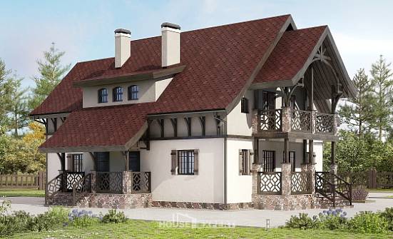 180-014-П Проект двухэтажного дома мансардный этаж, бюджетный загородный дом из бризолита Зеленодольск | Проекты домов от House Expert