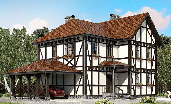180-004-Л Проект двухэтажного дома мансардой, гараж, классический домик из кирпича Заинск | Проекты домов от House Expert