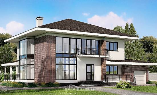 275-002-П Проект двухэтажного дома и гаражом, огромный коттедж из кирпича Чистополь | Проекты домов от House Expert