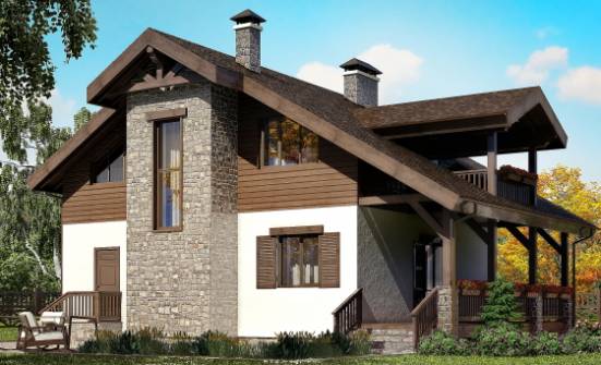 150-004-Л Проект двухэтажного дома мансардой, бюджетный загородный дом из бризолита Елабуга | Проекты домов от House Expert