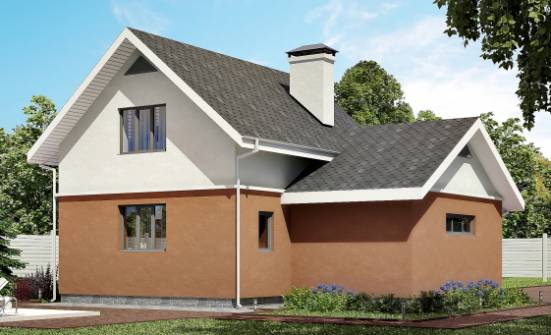 120-002-Л Проект двухэтажного дома мансардой, гараж, доступный коттедж из бризолита Мамадыш | Проекты домов от House Expert