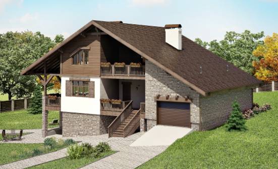 300-003-П Проект трехэтажного дома с мансардным этажом, гараж, просторный дом из кирпича Альметьевск | Проекты домов от House Expert