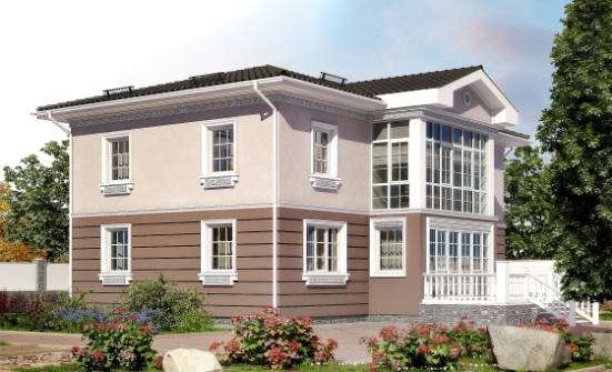 210-005-П Проект двухэтажного дома, красивый коттедж из газосиликатных блоков Лениногорск | Проекты домов от House Expert