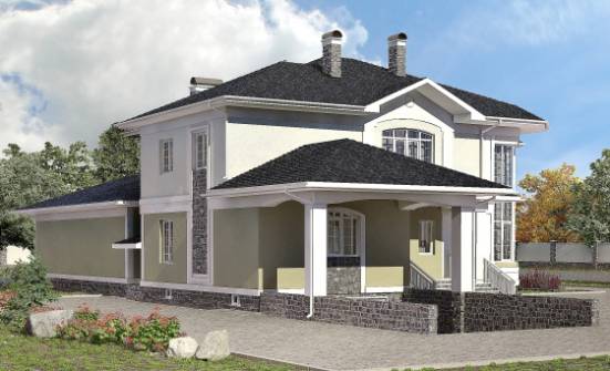 620-001-Л Проект трехэтажного дома и гаражом, классический коттедж из пеноблока Зеленодольск | Проекты домов от House Expert