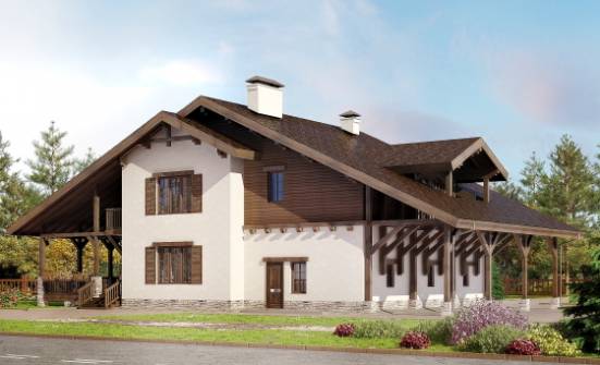 340-003-П Проект двухэтажного дома с мансардой и гаражом, красивый коттедж из кирпича Бугульма | Проекты домов от House Expert