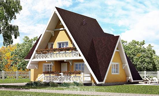 155-008-П Проект двухэтажного дома мансардный этаж, небольшой коттедж из бревен Лениногорск | Проекты домов от House Expert