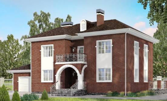 180-006-Л Проект двухэтажного дома, гараж, красивый домик из кирпича Елабуга | Проекты домов от House Expert