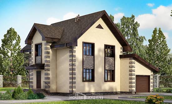 160-004-П Проект двухэтажного дома, гараж, уютный загородный дом из керамзитобетонных блоков Бугульма | Проекты домов от House Expert
