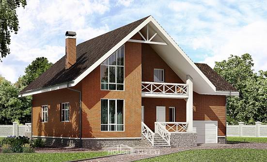 215-001-П Проект двухэтажного дома мансардой, гараж, классический коттедж из теплоблока Альметьевск | Проекты домов от House Expert
