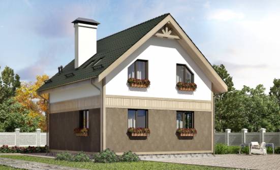 105-001-Л Проект двухэтажного дома мансардой, компактный загородный дом из теплоблока Мамадыш | Проекты домов от House Expert