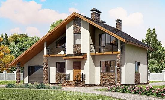 180-008-Л Проект двухэтажного дома мансардой и гаражом, простой домик из твинблока Зеленодольск | Проекты домов от House Expert